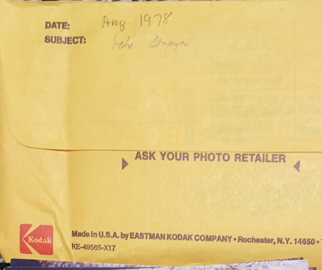 Kodak envelope marked Lake Shasta August 1978